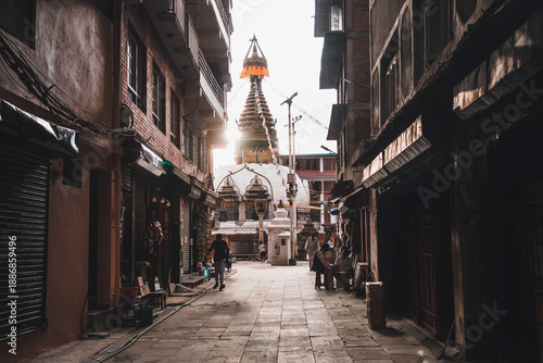 street view of kathmandu old town, nepal