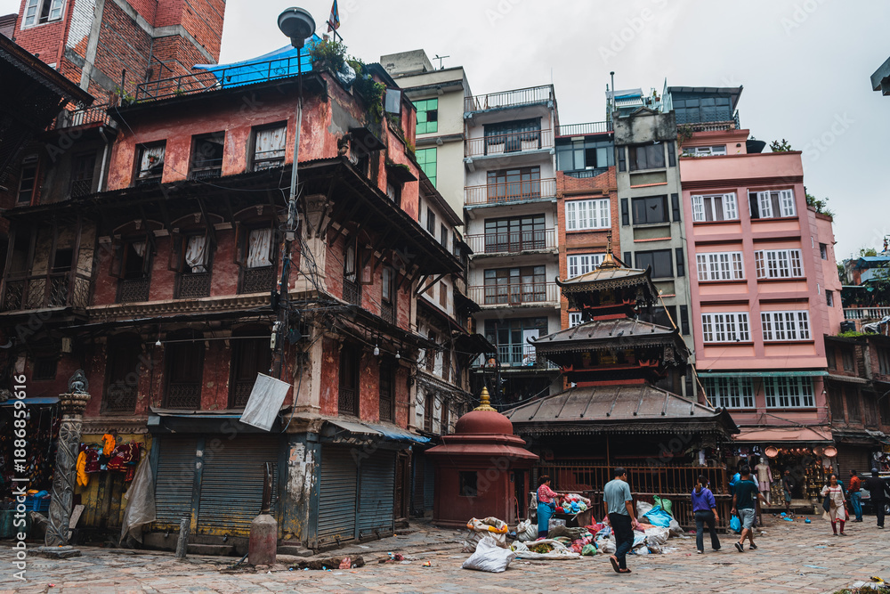 Fototapeta premium street view of kathmandu old town, nepal