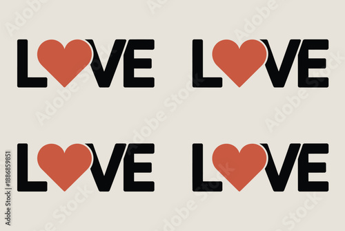Repeated love symbols Vector, illustration
