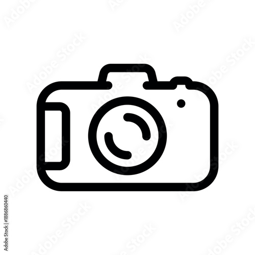 Digital Photo Camera Icon in Minimalist Black Line Style