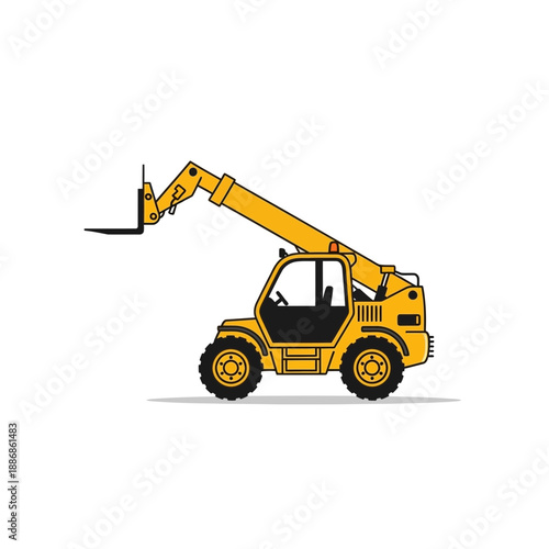 Yellow Telescopic Forklift Vector Illustration For Construction Site And Material Handling