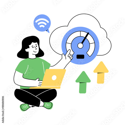 Modern design illustration of cloud speed test