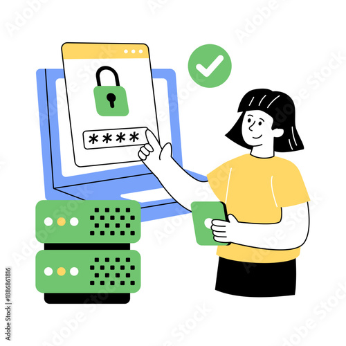 An illustration design of locked server 