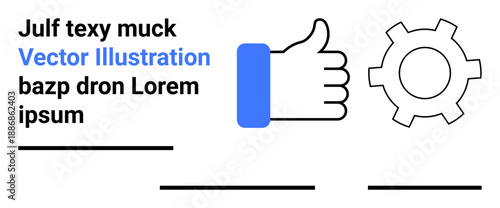 Blue thumbs-up symbol and gear icon represent positive feedback and configuration idea. Ideal for business success, teamwork, user settings, productivity tools, UIUX design, digital applications