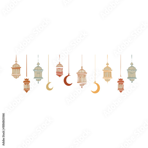 Vector illustration set of Christmas candles and architectural lamps featuring silhouettes of a Russian cathedral dome and a Taj Mahal temple icon for holiday travel design