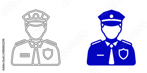 Blue Security Guard Officer Icon for Police, Private Security, Law Enforcement, and Protection Services