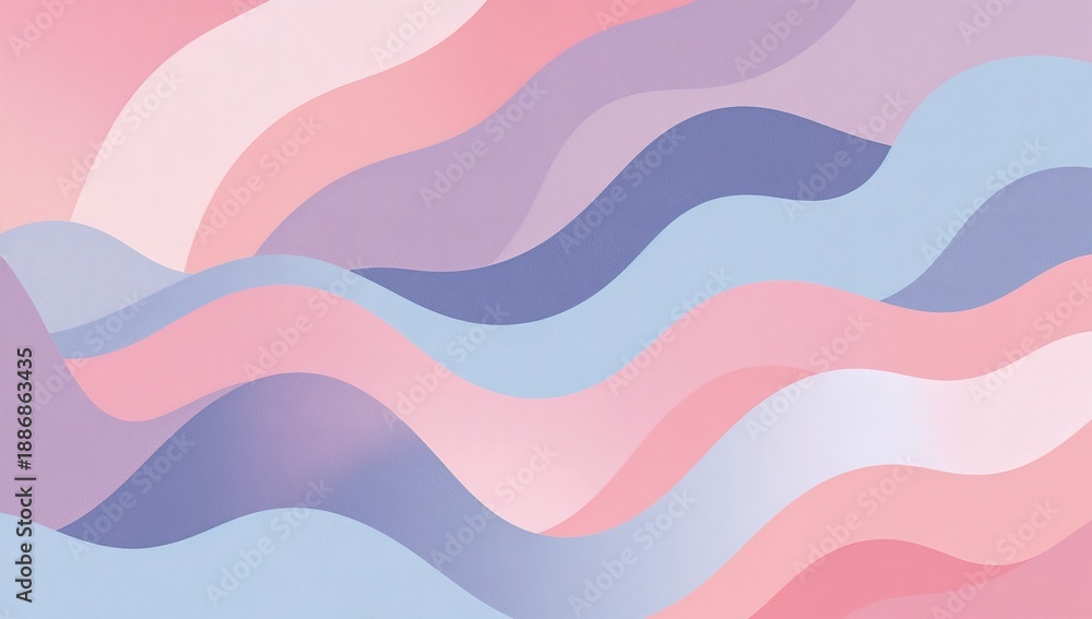 Fototapeta premium Abstract waves in soft pastel colors, creating a soothing and artistic design. The image uses multiple color layers with gentle gradients