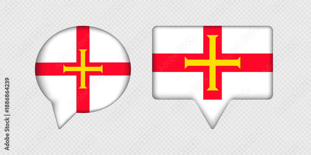Obraz premium Flag of Guernsey in speech bubble.