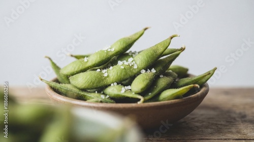 Fresh, steamed edamame pods...