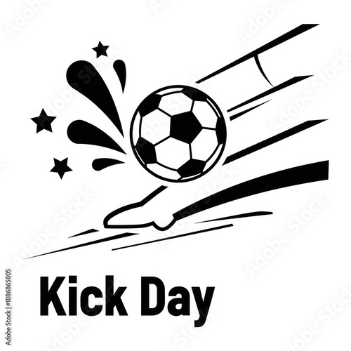 Soccer ball in motion with energetic splashes for Kick Day illustration