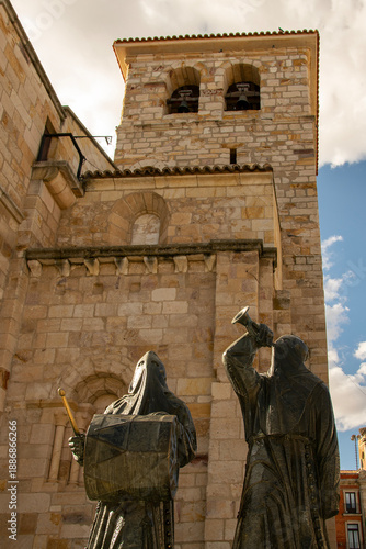 Statue of a holy week figure in front of a church, zamora, spain