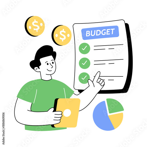 Editable design icon of budget list