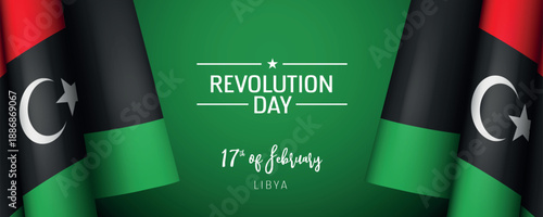 Libya revolution day vector banner, greeting card