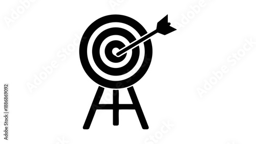 Archery Target Board with Arrow Success Concept Silhouette
