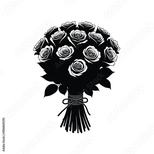 Elegant bouquet of roses in black and white for romantic gestures