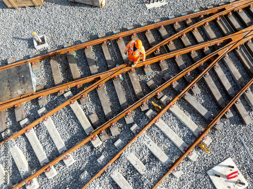 Fotografie construction de chemin de fer, rails