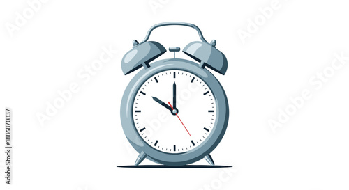 Classic twin-bell alarm clock showing ten o'clock in a clean vector illustration style with soft shading.