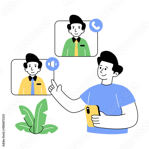 A flat design illustration of video call