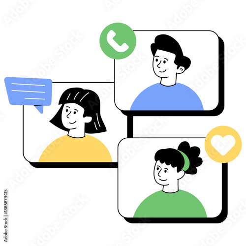 An eye catching design illustration of group video call