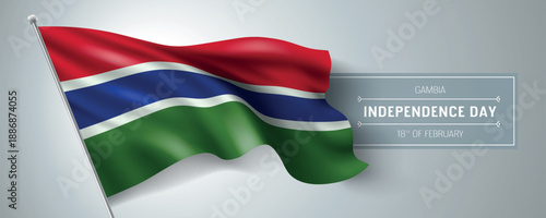 Gambia happy independence day greeting card, banner vector illustration