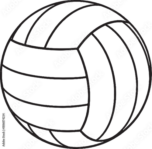 Water Polo Ball Black And White Technical Line Art Illustration