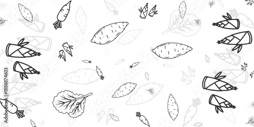 Fresh Root Vegetables and Greens Vector Art A Whimsical Collection of Healthy Produce Illustrations