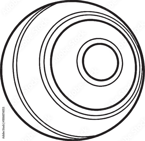 Bowls Ball Black And White Technical Line Art Illustration