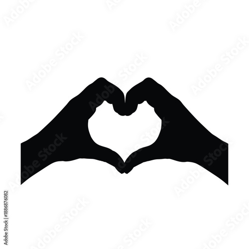 Hands forming a heart shape with fingers on white background