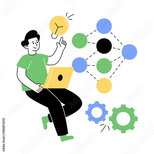 Editable design illustration of idea generation 