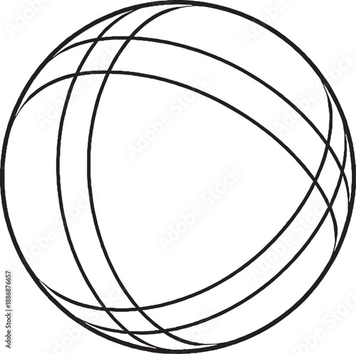Bocce Ball Black And White Technical Line Art Illustration
