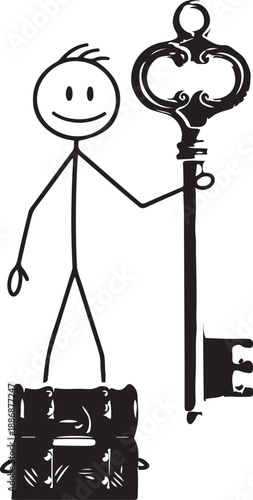 Minimalist Stick Figure Business Concept Collection, Simple Line Art Character Illustrations for Presentations and Social Media