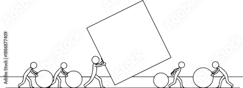 Minimalist Stick Figure Business Concept Collection, Simple Line Art Character Illustrations for Presentations and Social Media