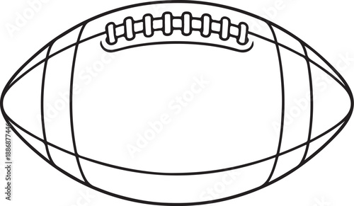 American Football Ball Black And White Technical Line Art Illustration