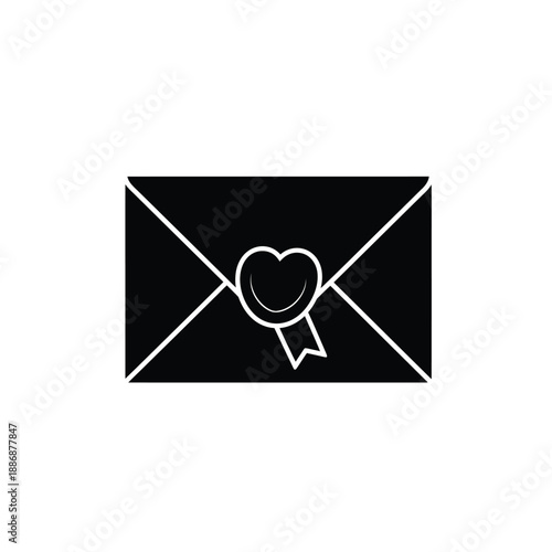 Modern envelope with heart symbol for love letters or romantic messages