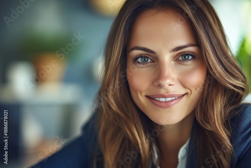 Woman smiling in a cozy indoor setting during daytime in a relaxed atmosphere with warm light Free Download Woman smiling in a cozy indoor setting during daytime in a relaxed atmosphere with warm light - GFXLoad