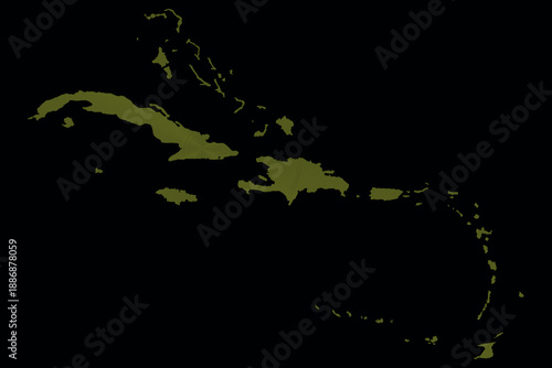 Caribbean Island country map design in geometric round line pattern shape.