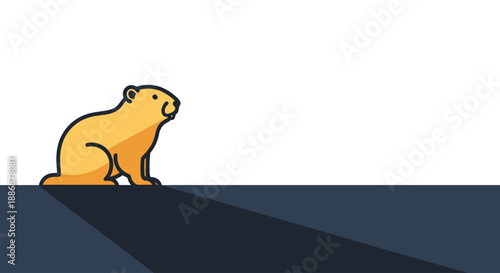 Groundhog day themed image of a golden beaver and groundhog predicting winter weather, suitable for weather forecasting or naturerelated designs.