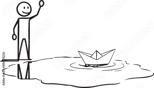 Minimalist Stick Figure Business Concept Collection, Simple Line Art Character Illustrations for Presentations and Social Media