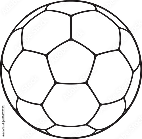 Handball Ball Black And White Technical Line Art Illustration