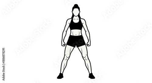 National girls sports woman sumo squat action promoting strength and athleticism, ideal for sports magazines, fitness brochures, and empowerment campaigns.