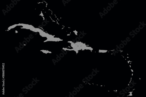 Caribbean Island country map in geometric dot pattern view.