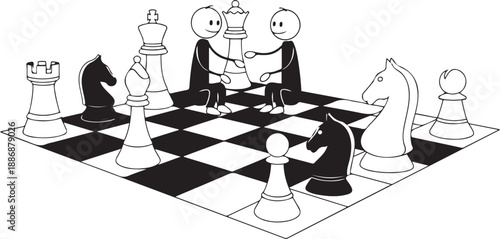 Minimalist Stick Figure Business Concept Collection, Simple Line Art Character Illustrations for Presentations and Social Media