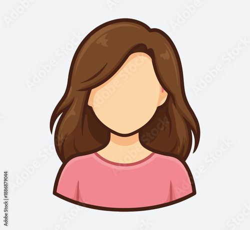 Minimal Female Avatar Icon Vector Illustration, User Profile Woman Face Flat Design