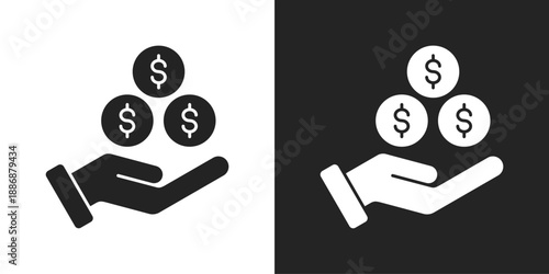 Salary Icon In Black And White Glyph Style