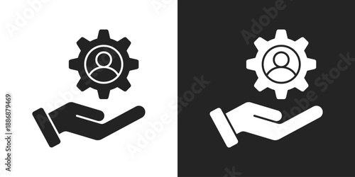 Human Resources Icon In Black And White Glyph Style