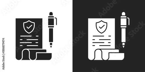 Policy Icon In Black And White Glyph Style