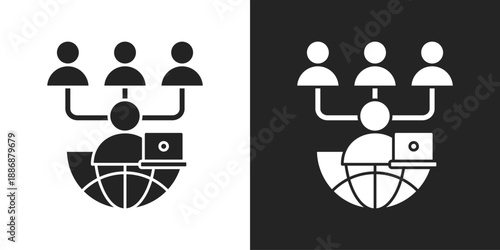 Outsourcing Icon In Black And White Glyph Style