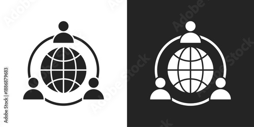Outsourcing Icon In Black And White Glyph Style