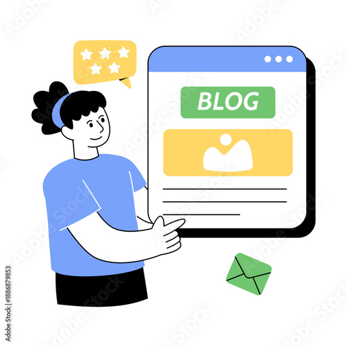 A colored style illustration of online blogging 