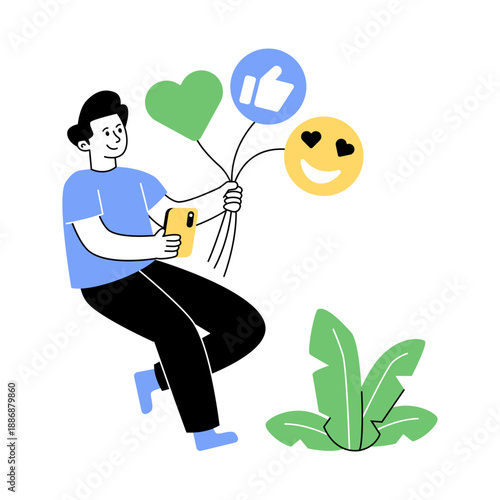 An eye catching style illustration of social media reaction 